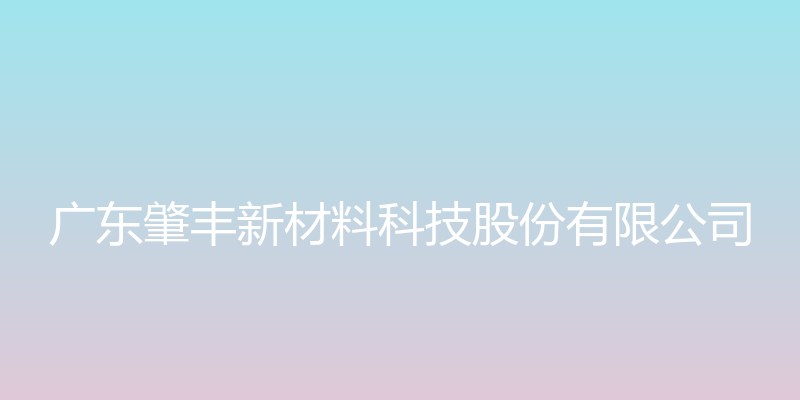 广东肇丰新材料科技股份有限公司